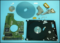 Laptop hard drive interior view